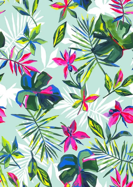 Seamless exotic plants pattern — Stock Photo, Image