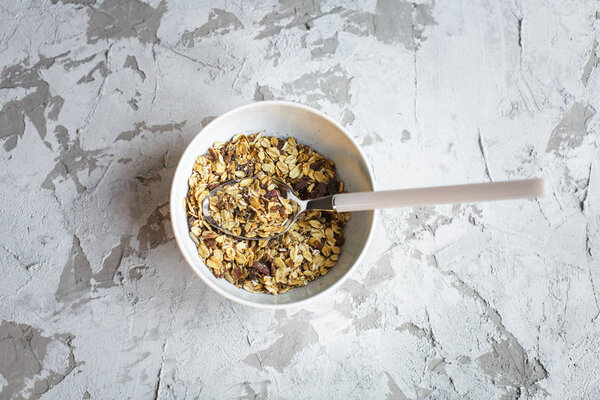 healthy breakfast: granola in bowl