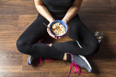 Yulaf lapası yemek fitness kadın