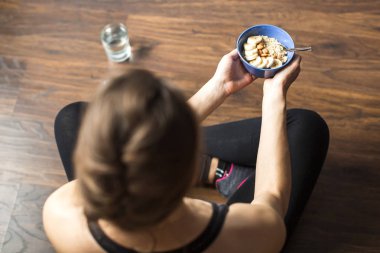 Yulaf lapası yemek fitness kadın