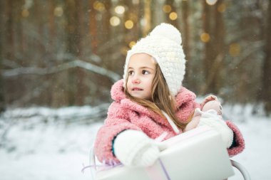 bir atlı kızak hediyeler ile kız