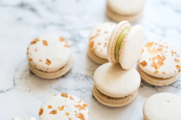 Cake macaron, macaroon on marble background — Stock Photo, Image