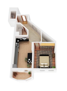 3D bir plan render daire