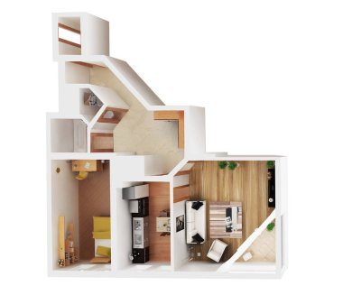 3D bir plan render daire