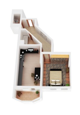 3D bir plan render daire