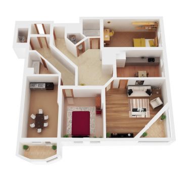 3D bir plan render daire