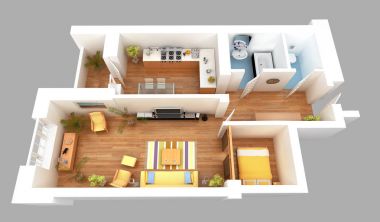 3D bir plan render daire