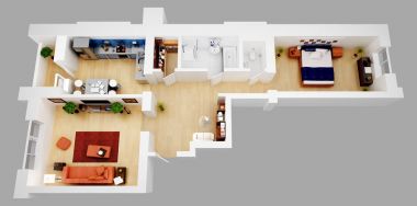 3D bir plan render daire