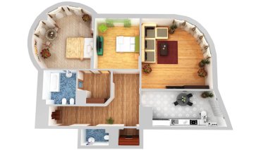 3D bir plan render daire