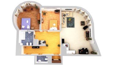 3D bir plan render daire