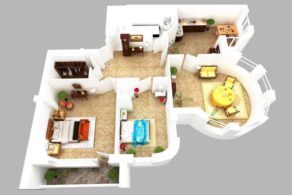 3d plan de renderizar apartamento — Foto de Stock