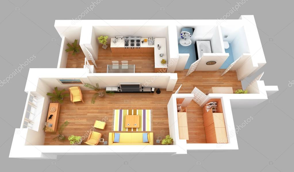3d plan render apartment