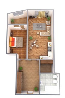 3D bir plan render daire