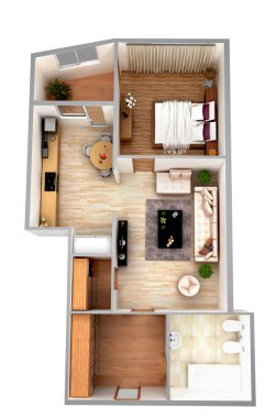 3D bir plan render daire