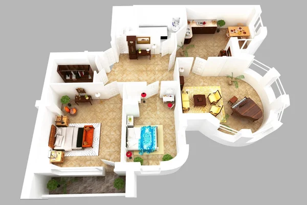 3D bir plan render daire