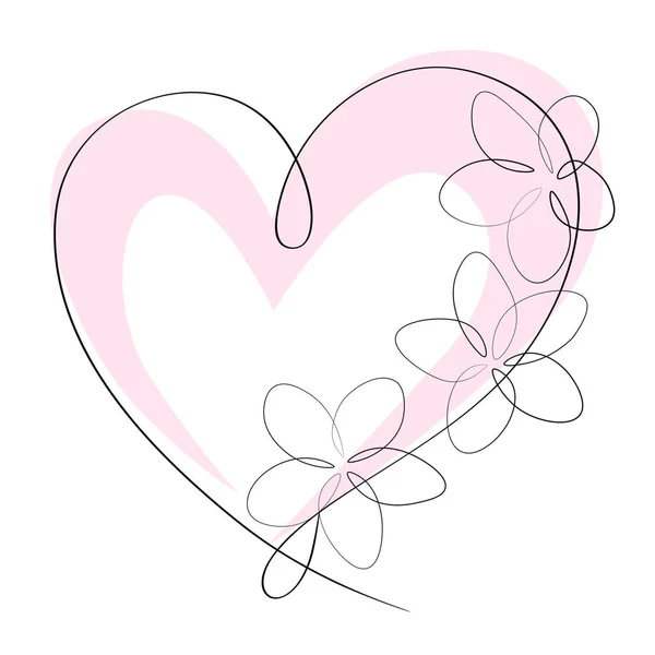 Coração Com Flor Arte Vector Ilustração — Vetor de Stock