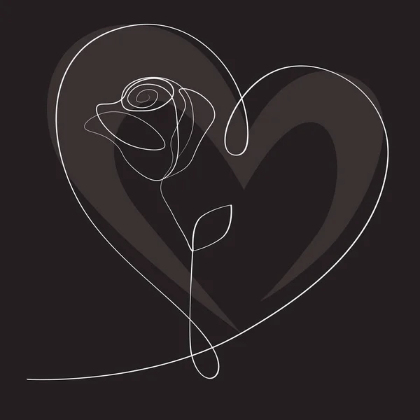 Coração Com Flor Arte Vector Ilustração —  Vetores de Stock