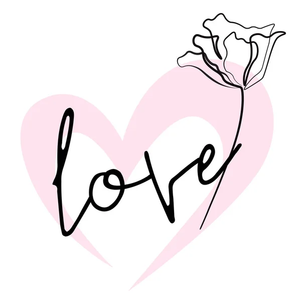 Cœur Avec Fleur Art Vectoriel Illustration — Image vectorielle
