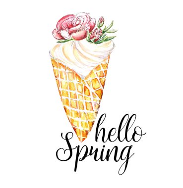 Suluboya waffle külahı çiçeğinin resim arkaplanı
