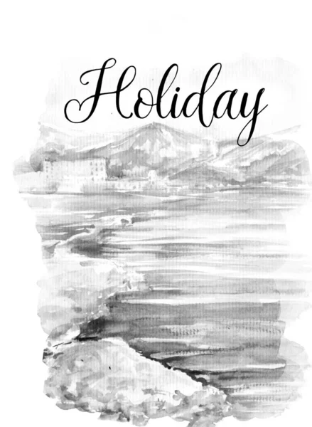 Beautiful Watercolor Seaside Art Background Illustration — Stock Photo, Image