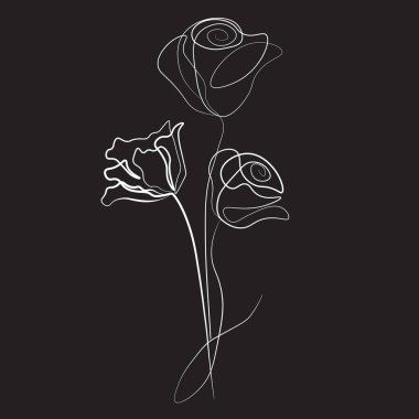 Lale çiçeği çizgisi çizimi