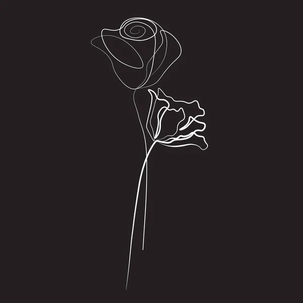 チューリップの花のラインベクトルイラスト — ストックベクタ
