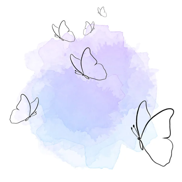 Krásný Vektor Motýlí Linie Ilustrace — Stockový vektor