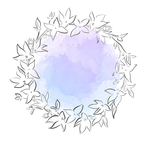 美しい花のラインベクトルイラスト — ストックベクタ