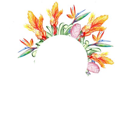 Güzel tropikal çiçek botanik sanatı çizimi