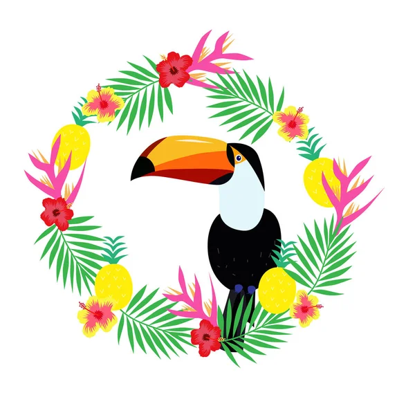 Toucan Tropical Bird Hello Summer Art Illustration — стоковий вектор