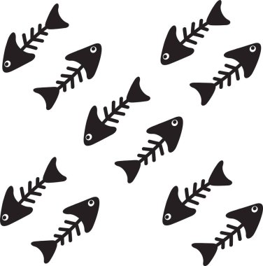 Balık iskeleti. Siyah basit vektör illüstrasyonu