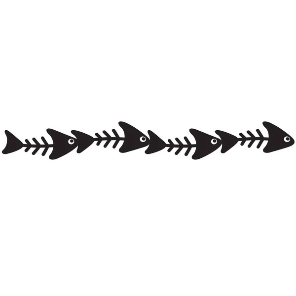 Fischskelett Schwarze Einfache Vektorillustration — Stockvektor