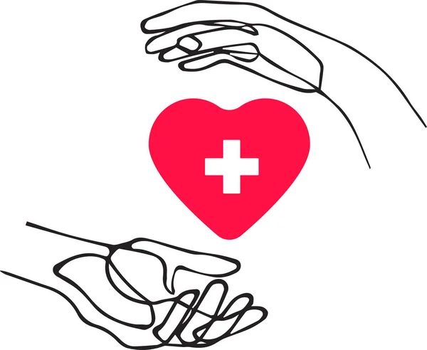 Περικοπή Χέρια Κρατώντας Καρδιά Σταυρό — Διανυσματικό Αρχείο