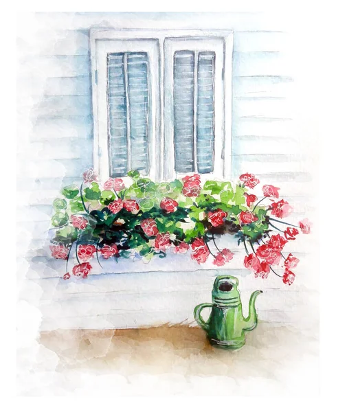 Watercolor Painting Vintage Old House Sketch Art Illustration — Stock Photo, Image