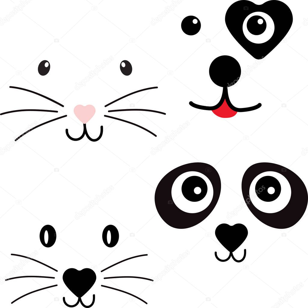 Cute Animal Face, logo, vector illustration
