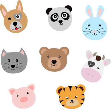 Sevimli Hayvan Suratı, logo, vektör illüstrasyonu