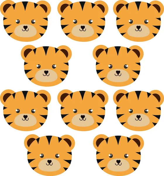 Mignon Animal Visage Logo Illustration Vectorielle — Image vectorielle