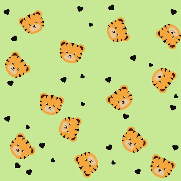 Print Cute Tigers Pattern Vector Background — стоковий вектор