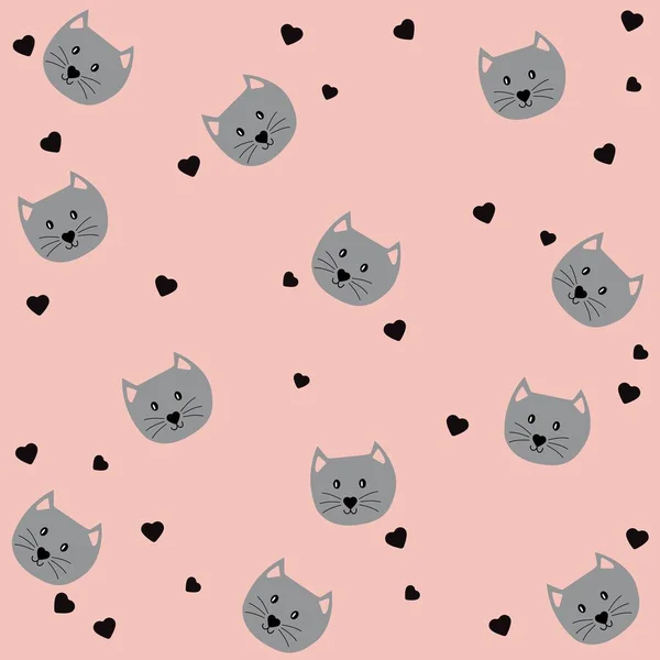 Cute Cats Pattern Vector Background — стоковий вектор