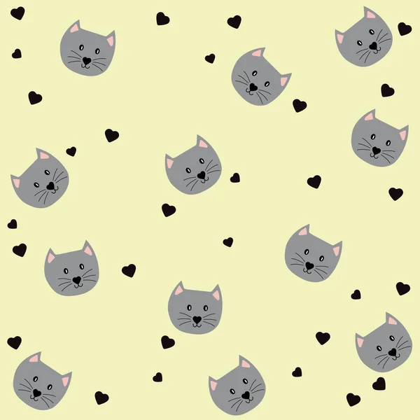 Cute Cats Pattern Vector Background — стоковий вектор