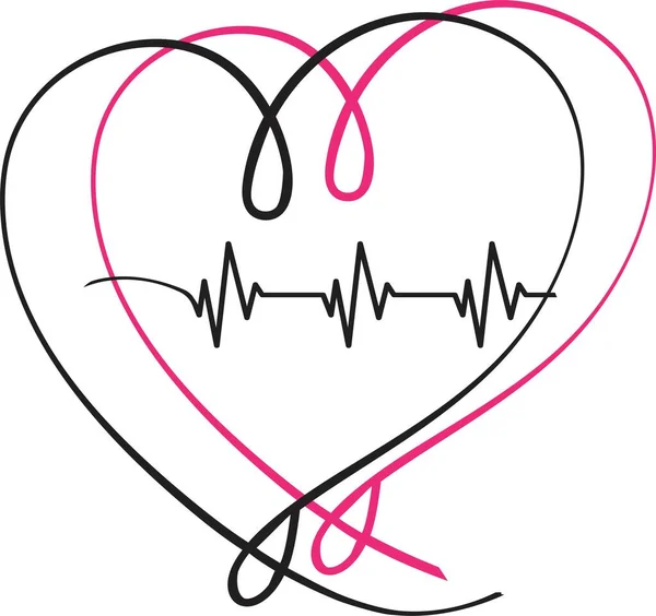 Ligne Cardiologie Coeur Vecteur Illustration Fond — Image vectorielle