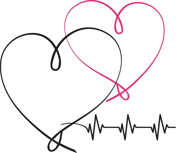 Línea Cardiología Corazón Vector Ilustración Fondo — Vector de stock