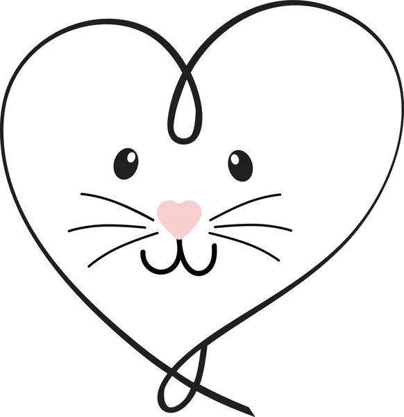 Счастливое Лицо Животного Линия Сердца Векторная Иллюстрация — стоковый вектор