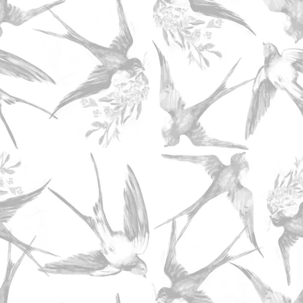 Aquarel Schilderij Van Swallow Vogel Schets Kunst Illustratie — Stockfoto