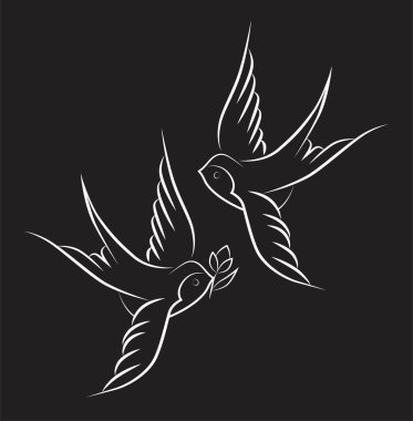 El ele tutuşmak, yutmak, kuş, vektör, çizim