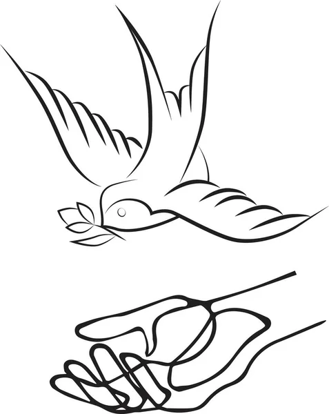 Mão Segurando Engolir Pássaro Vetor Ilustração —  Vetores de Stock