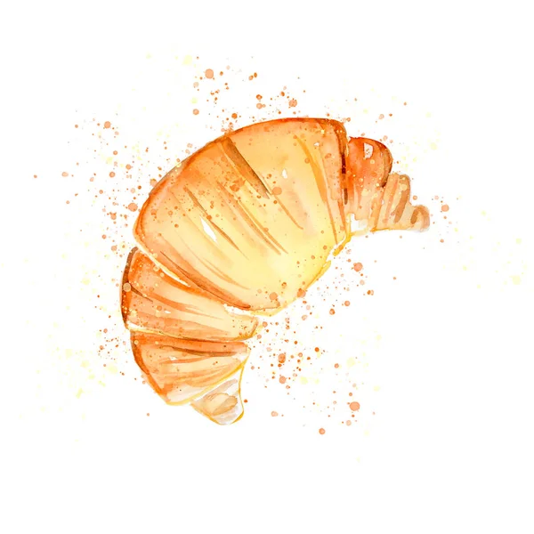 Aquarelle Schilderij Van Croissant Schets Kunst Illustratie — Stockfoto