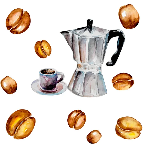 Aquarelle Peinture Café Croquis Illustration Art — Photo