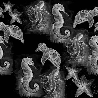 Aquarelle, ahtapot resmi, resim çizimi.