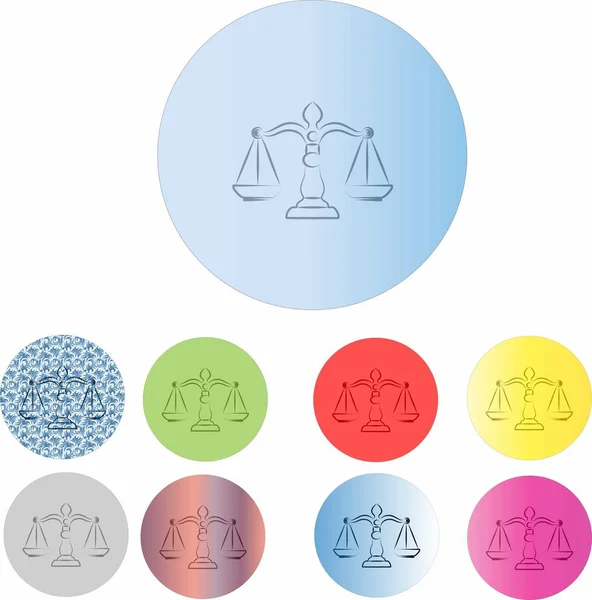 Signo de justicia en diferentes fondos de color — Archivo Imágenes Vectoriales